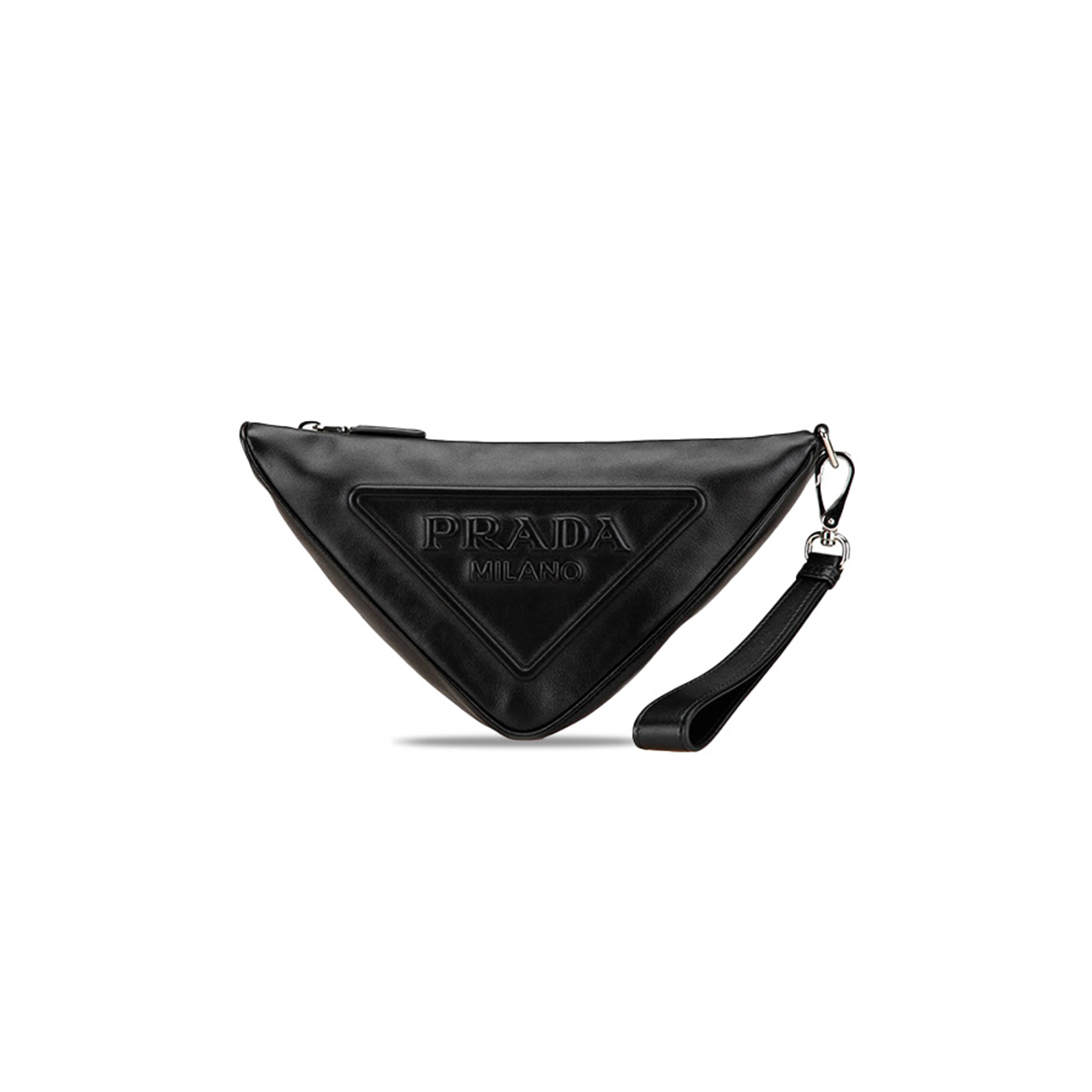 Pra*a grace lux triangle logo embossed triangle wristlet pouch 1bh190 (26*14*12cm)